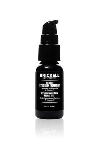 Brickell Men's Dark Circle Under Eye Treatment Serum For Men, Natural and Organic Eye Gel to Firm Men's Wrinkles, Reduce Dark Bags Under Eyes, and Promote Youthful Skin, 0.65 Ounce, Unscented
