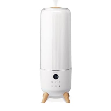 Homedics Ultrasonic Humidifier - Large Deluxe Air Humidifiers for Bedroom, Plants, Office - Top-Fill 1.47-Gallon Tank, Cool Mist, Essential Oil Pads and Built-In Timer, 3 Speed Settings, White