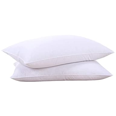 puredown® Goose Feathers and Down White Pillows with 100% Soft Cotton Cover, Bed Sleeping Hotel Collection Pillows Set of 2 Queen Size