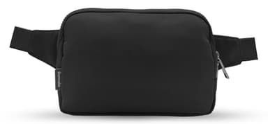 Bomvabe 2L Black Fanny Pack for Women Men, Large Everywhere Belt Bag with Adjustable Strap 55", Crossbody Bag Water-resistant for Travel, Sports, Hiking