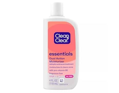 Clean & Clear Essentials Dual Action Facial Moisturizer with Salicylic Acid Acne Medication to Treat Acne and Prevent Pimples, Oil Free Face Moisturizer Cream for Acne-Prone Skin, 4 oz