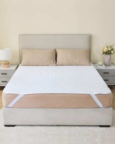 KANECH Washable Waterproof Incontinence Bed Pads with Straps - 60"x80" Queen Size - Heavy Absorbency Mattress Pad Protector for Adults, Elderly