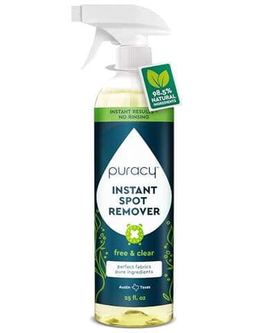 Puracy 25oz Instant Spot Remover & Fabric Stain Remover - Cleaning Spray, Stain Spray - Car Cleaner - Carpet Stain Remover, Carpet Spot Cleaner, Carpet Cleaning Solution, Free & Clear, 25 Fl Oz