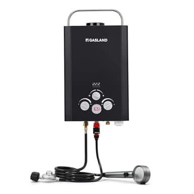 GASLAND BE158B CSA Certified Portable Tankless Water Heater – Features Digital Display & Multi-Protection, 1.58 GPM Propane Hot Water for Outdoor & Mobile Use – Black