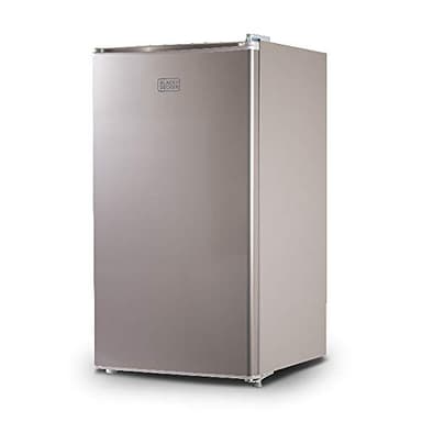 BLACK+DECKER 3.2 Cu. Ft. Compact Refrigerator, ENERGY STAR Certified Small Refrigerator, Single Door Mini Fridge with Freezer, Personal Fridge for Home/Dorm Room, R600a Refrigerant, VCM Stainless Look