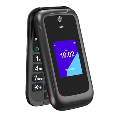 4G Flip Phone Unlocked, Basic Smart Cell Phone for Seniors Backup, Dual Screen KaiOS Phone Large Button Loud Volume Durable Battery Speed Dial Camera Bluetooth, T-Mobile AT&T Compatible (Black)