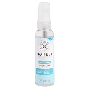 The Honest Company Plant-Based Hand Sanitizer Spray, Kills 99.9% of Germs, Hypoallergenic, Quick-drying, Moisturizing, Fragrance-Free, 2 fl oz