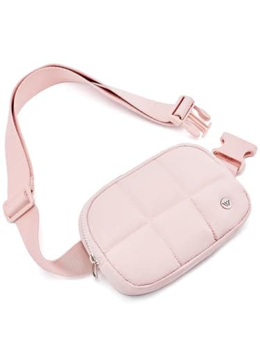 WESTBRONCO Puffer Fanny Packs for Women Quilted Nylon Waterproof Belt Bag with 2 Zipper, Puffy Crossbody Bag with Adjustable Strap, 1L Waist Bag for Travel Daily