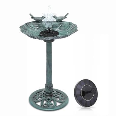 Magshion 31.5" Bird Bath and Solar Powered Pond Fountain Combo, Weatherproof Pedestal Solar Bird Bath Fountain for Garden, Yard & Patio, 1.3-Gallon (5L) Capacity, Green