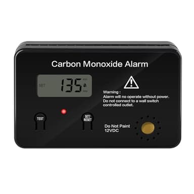 Briidea Marine Carbon Monoxide Detector with Adjustable Alarm Threshold, LED Indicator Light, LCD Display, 100dB Audible Alarm, and 12V 3A NC Relay for Boats, RVs, and Humid Environments, HMCOA-01