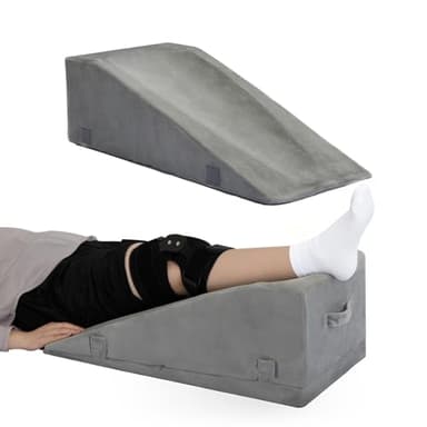 Leg Elevation Pillow for After Surgery, Adjustable Wedge Pillow for Legs Knee Swelling & Blood Circulation Relief, Memory Foam Knee Replacement Surgery Recovery Pillow (Gray, 27.5inx13inx10in)