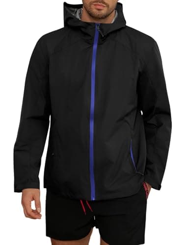 Yousify Mens Waterproof Shell Jacket Full Zip Hooded Raincoat Lightweight Windbreaker for Cycling Hiking Golf Outdoor