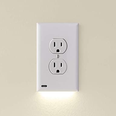 6 Pack - SnapPower GuideLight [For Duplex Outlets] - Replaces Plug-In Night Light - Electrical Receptacle Wall Plate With LED Night Lights - Auto On/Off Sensor - (Duplex, White)
