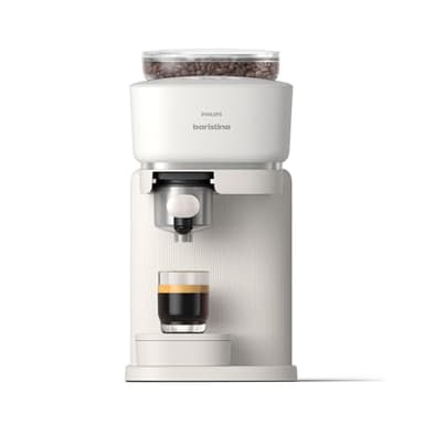 Philips Baristina Espresso Machine, Grind, Tamp & Brew Coffee Beans in One Swipe, Compact, 16 Bar Pump Pressure, Automatic Grinder, Natural White with White Portafilter (BAR300/00)