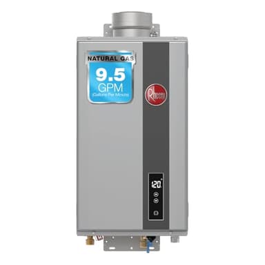 Rheem RTG-95DVLN-3 High Efficiency Non-Condensing Indoor Tankless Natural Gas Water Heater 9.5 GPM, 199,900 BTUs