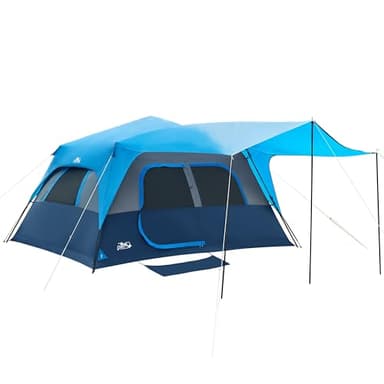 Camping Tent, Instant Cabin Tents for Camping, 8-Person Family Tent, Easy Setup in 60 Seconds with Porch, Large Waterproof Tents for Outdoor Camping, 5 Mesh Windows, Upgraded Ventilation (Blue)