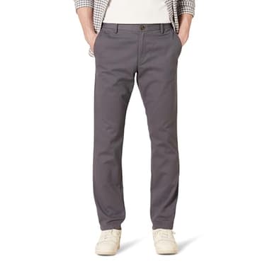 Amazon Essentials Men's Slim-Fit Wrinkle-Resistant Flat-Front Chino Pant, Charcoal, 33W x 34L