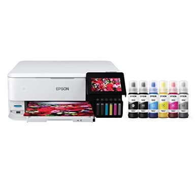 Epson EcoTank Photo ET-8500 Wireless Color All-in-One Supertank Printer with Scanner Copier, Ethernet and 4.3-inch Colorfull Touchscreen - White
