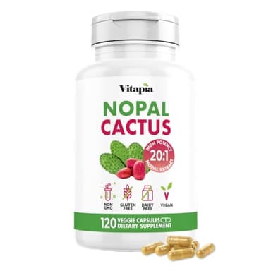 Vitapia Nopal Cactus Extract for Antioxidant, Skin, Metabolism, Wellness, Heart Health Support - 120 Veggie Capsules - Non GMO, Gluten Free Supplement