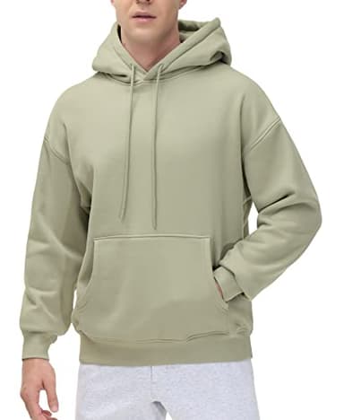 THE GYM PEOPLE Men's Fleece Pullover Hoodie Loose Fit Ultra Soft Hooded Sweatshirt With Pockets Light Green