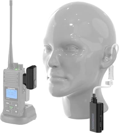 SAMCOM Wireless Headset with Clear Acoustic Tube Earpiece for Walkie Talkies, BTEAR01 Surveillance Ear Piece with 2 Pin K Type Dongle 10 Hours with PTT Microphone (No Radio Includes)