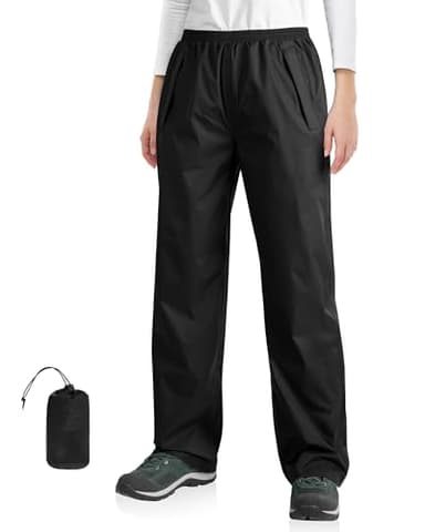 33,000ft Packable Rain Pants for Women Waterproof Pants Lightweight Rain Over Pants Outdoor Windproof Pant for Golf Hiking Black