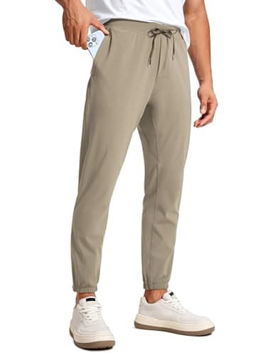 CRZ YOGA Mens 4-Way Stretch Comfy Athletic Pants - 28" Track Hiking Golf Gym Workout Joggers Khali Barley Medium