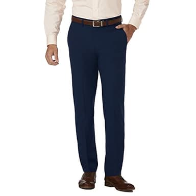Haggar J.M Mens 4-Way Stretch Dress Casual Pants, Blue, 33W x 30L US