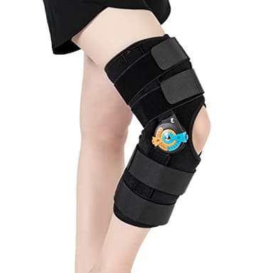 Hinged ROM Knee Braces Adjustable Knee Immobilizer Support for Knee Pain ACL MCL PCL Arthritis Meniscus Tear Post OP Recovery for Men and Women Side Stabilizers Torn Meniscus Orthopedic Orthosis （L)