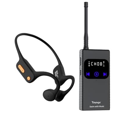 Tayogo Swimming Headphones with Bluetooth Receiver – IPX8 Waterproof Bone Conduction Headset for Swimming, Open-Ear Design, Stream Spotify/Audible Underwater with Swim Transmitter