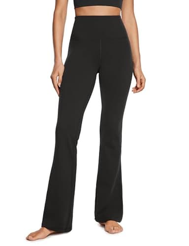 CRZ YOGA Womens Butterluxe High Waist Flare Pants 33.5 Inches - Yoga Bootcut Wide Leg with Pocket Lounge Black Medium