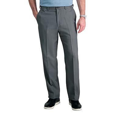 Haggar Mens Men's Cool 18 Classic Fit Hidden Expandable Waist Pant, Graphite, 36x34