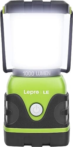 LE 1000LM Battery Powered LED Camping Lantern, Waterproof Tent Light with 4 Light Modes, Camping Essentials, Portable Lantern Flashlight for Camping, Emergency Light, Power Outages, Not Rechargeable