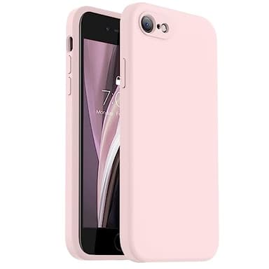 Vooii for iPhone SE Case 2022/3rd/2020,iPhone 8/7 Case, Upgraded Liquid Silicone with [Flat Edges] [Camera Protection] [Soft Anti-Scratch Microfiber Lining] Phone Case for iPhone SE - Chalk Pink
