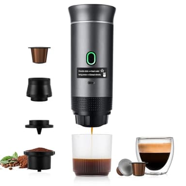 obecilc 3 In 1 Portable Coffee Maker for Travel, 20 Bar Portable Espresso Machine with USB,Travel Coffee Maker Self-Heating, Compatible with Ground Coffee & Capsule for Hiking,Office,RV（Upgrade）