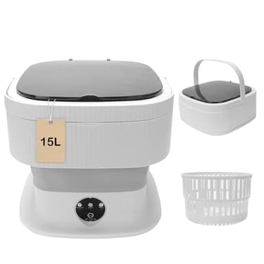 Portable Mini Washer Machine, 15L Collapsible Travel Mini Washer and Dryer Combo, Portable Washing Machine and Dryer for Apartment. (Grey)