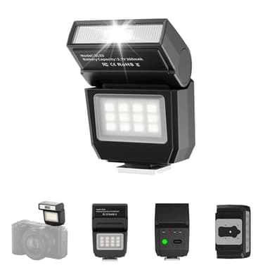 ULANZI SL03 Camera Mini Flash Speedlite with Video Light, GN8 6500K External Flash 90° Angle Adjustable Speedlite Compatible with Sony/Canon/Fuji/Nikon DSLR, Universal Single Contact Hot Shoe Mount