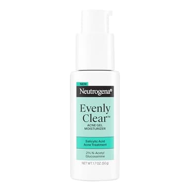 Neutrogena Evenly Clear Acne Gel Moisturizer with Salicylic Acid & N-Acetyl Glucosamine, Lightweight Non-Greasy Face Moisturizer Helps Treat Breakouts & Visibly Fade the look of Post-Acne, 1.7 fl. oz