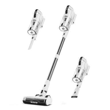 Klarpul Cordless Vacuum Cleaner, 600W 50KPA 65Mins Runtime Fast Charging Vacuum Cleaner, Self-Standing LED Light Touch Screen Stick Vacuum for Home Light Weight,for Pet Hair/Carpet/Floor, White