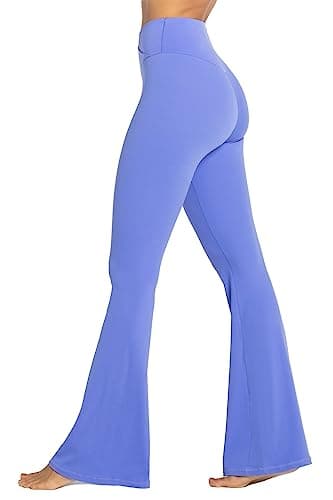 Sunzel Flare Leggings, Crossover Yoga Pants with Tummy Control, High Waisted and Wide Leg, No Front Seam Periwinkle X-Large 30" Inseam