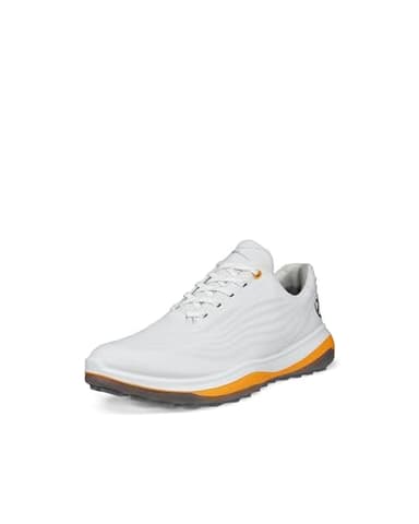 ECCO Men's LT1 Hybrid Waterproof Golf Shoe, White/Sunrise, 10-10.5