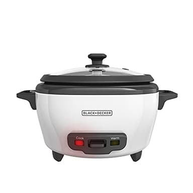 BLACK+DECKER 6-Cup Rice Cooker, RC506, 3-cup Uncooked Rice, Steaming Basket, Removable Non-Stick Bowl, One Touch