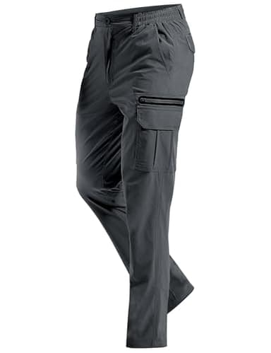 MOURCE Hiking Pants Men Lightweight - Quick Dry Waterproof Cargo Pants for Men with Pockets for Trekking, Grey