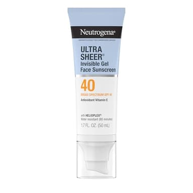 Neutrogena Ultra Sheer Invisible Gel Face Sunscreen SPF 40, Facial Sunscreen & Moisturizer, Vitamin E, Matte Finish, Makeup Primer, Travel Size, 80 Minutes Water-Resistant, 1.7 oz
