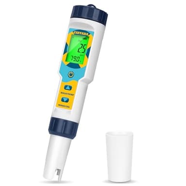 CIZTADA Saltwater Pool Tester Free Chlorine Meter pH and Salinity Tester 7 in 1 Free Chlorine pH Salt ORP TDS EC Temp Meter Digital Pool Water Tester pH and Free Chlorine Meter for Pool Hot Tub Spa