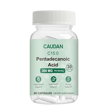 C15:0 Pentadecanoic Acid Supplement with Omega-3, CoQ10, NAD+, Vitamins, Essential Acids for Longevity Supplement, Liver Health, Energy Support - 60 ct