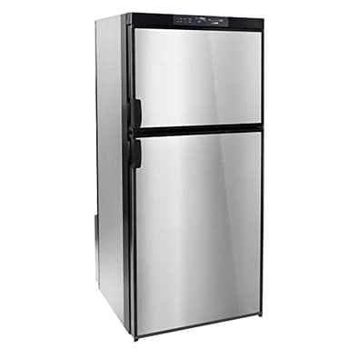 RecPro RV Refrigerator 6.3 Cubic Feet Gas and Electric | Black or Stainless Finish | 110V / 12V / Propane Gas | (Stainless Finish)