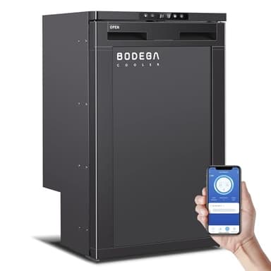 BODEGACOOLER 12 Volt Refrigerator, 83L RV Refrigerator APP Control, RV Fridge and Freezer, Travel Compressor Cooler with Lock, (-4℉-46℉) Car Fridge for Truck, RV, Camping, Boat -12/24V DC, Black