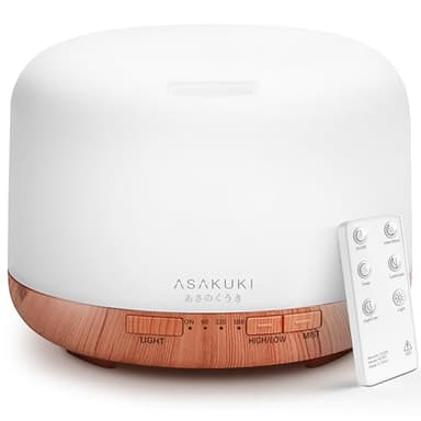 ASAKUKI Essential Oil Diffuser 500ml, Ultrasonic Aromatherapy Humidifier with Remote Control, 7 LED Colors, Timer & Auto-Off, Large Room Diffuser (Yellow)