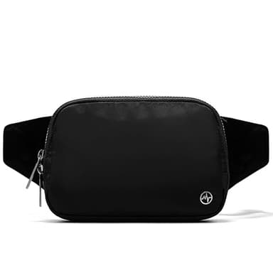 Pander Belt Bag Large 2L, Nylon Fanny Pack Purse for Women and Men with Adjustable Strap, Black Onyx
